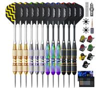 Turnart Set di freccette con punta in metallo, set professionale di freccette in metallo, 12 pezzi da 22/24 g, con elegante custodia in alluminio, 9 alette extra