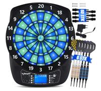 Turnart Set di freccette elettroniche luminose bersaglio freccetta, 6 freccette con punta in plastica, 50 punte morbide, 48 giochi principali e 500 giochi varianti bersagli