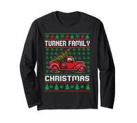 Turner Family Ugly Christmas Sweater Red Truck Funny Xmas Maglia a Manica