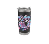 Turning 8 Roller Skate Birthday Girl Bicchiere termico in acciaio inox doppia parete