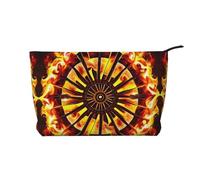 Turning the flame - Trousse per cosmetici in velluto a coste, portatile, con cerniera, da donna