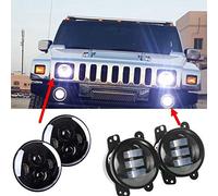 Turno Proiettore Fit for Hummer H1 H2 Fari 4" LED Luce di Nebbia del + 2X H4 7INCH H13 LED Fari Forma for Jeep Wrangler JK