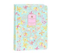 TURNOWSKY - Agenda Giornaliera 13 Mesi Medium, Daily Planner Tascabile con Segnalibro, Copertina Rigida e Grafiche a Fiori, 384 Pagine Colorate, Ideale per la Scuola, 11x15.3 cm, Verde
