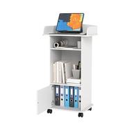 Turosur Mobile & Podio Leggio con Armadietto e Ripiano Regolabile | Supporto per leggio portatile bianco con rotelle, scrivania multiuso per laptop, reception per scuola, chiese