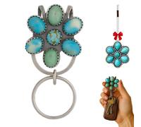 Turquoise Bloom Bag Clip Key Holder,Women’s Bag Charm Key Finder,Vintage Fashion Turquoise Bloom Purse Keychain Clip (1pcs)
