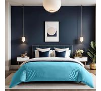 Turquoise Ranforce - Copertina per trapunta singola, 135 x 200 cm, 100% cotone, 155 thread Count, chiusura a bottoni, lavabile in lavatrice a 30 °C, morbido e durevole