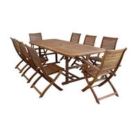 TURRIS - set tavolo in alluminio e teak cm 180/240 x 100 x 74 h con 6 sedie e 2 poltrone Mulier