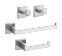 TURS Bagno Hardware Set, Towel Holder Bar Towel Ring Acciaio Inox Lucido Towel Bars Hand Towel Hanger Toilet Paper Holder Robe Hooks Montaggio a parete (cromo spazzolato)