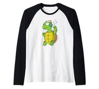 Turtle AMA Ascoltare Musica con Le Cuffie Maglia con Maniche Raglan