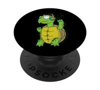 Turtle ama ascoltare Musica con le cuffie PopSockets PopGrip Adesivo