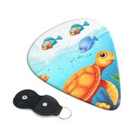 Turtle and Fish - Confezione da 6 plettri per chitarra con porta plettri in pelle, portachiavi, custodia per plettri, arte astratta, per chitarra acustica elettrica, ukulele, 0,71 mm