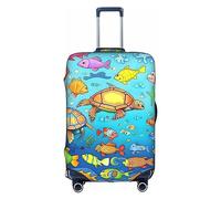 Turtle and Fish - Copertura protettiva per trolley e bagagli, antigraffio, 45-81 cm, adatta per viaggi, viaggi di lavoro, bianco, S
