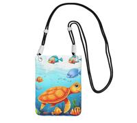 Turtle and Fish Crossbody Borsa per telefono per donne e uomini impermeabile mini borsa per cellulare portafoglio piccole borse a tracolla con cinturino regolabile da viaggio sacchetto per cellulare