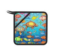 Turtle and Fish - Sottovaso in silicone anti-caldo, per pentole e padelle calde, tappetini in silicone per piani di lavoro della cucina,