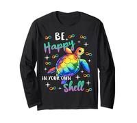 Turtle Be Happy in Your Own Shell Autismo Consapevolezza Autistico Maglia a Manica