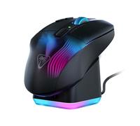 Turtle Beach Kone XP Air - Mouse da gioco wireless RGB ergonomico personalizzabile, sensore ottico a 19K DPI, 100 ore di batteria e base di ricarica - Nero