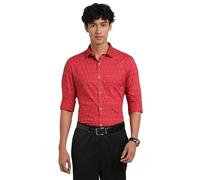 Turtle Camicie formali slim fit stampate rosse in puro cotone da uomo, rosso, 39
