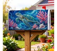 Turtle - Coperture magnetiche per cassette postali, motivo oceanico con corallo vibrante, coperture per cassette postali estive, per esterni, decorazioni per casa e giardino, 45,7 x 53,3 cm