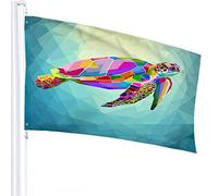 Turtle Flag 3x5 FT Geometric Ocean Sea Animal Colorful Tortoise Floating Underwater Outdoor Flags Large Welcome Yard Banners Home Garden Yard Lawn Decor