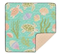 Turtle Green Sea - Tappetino da gioco antiscivolo per bambini, portatile, per gattonare i bambini, 127 x 127 cm