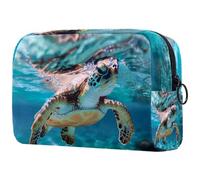 Turtle in The Sea - Trousse per cosmetici, da donna, per articoli da toeletta da viaggio, grande, pratica borsa organizer con cerniera, Multi, 18.5x7.5x13cm/7.3x3x5.1in, Beauty case