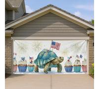 Turtle Independence Day - Copertura per porta del garage, decorazioni patriottiche colorate per cupcake, decorazione per feste estive all'aperto, 390 x 180 cm