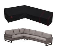 Turtle Life Copertura per Divano da Giardino a Forma di L, Impermeabile, per Divano ad Angolo, Colore Nero, 228 cm + 300 cm (a Destra)