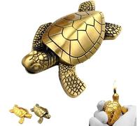 Turtle Lighter-Creative Golden Brass Design, Refillable & Adjustable Soft Flame,Cool Rotating Butane Lighter, Unique Gift for Boyfriends,Friends, Outdoor Camping, Fireplace (Brass)