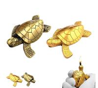 Turtle Lighter-Creative Golden Brass Design, Refillable & Adjustable Soft Flame,Cool Rotating Butane Lighter, Unique Gift for Boyfriends,Friends, Outdoor Camping, Fireplace (Mix)