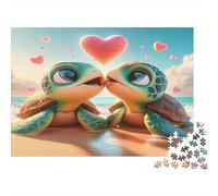 Turtle Love Puzzle for Adults 14-99 Years: Turtles Nuzzle with Hearts Educational Game for Home Decor & Gifts 52x38cm/1000pcs
