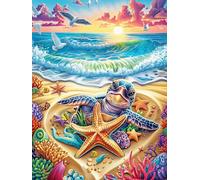 Turtle on A Beach with A Starfish Puzzle 300 Pezzi Giochi Da Tavolo Per Adulti Fairy Tale Scenery Cartoon Serate in Compagnia Rilassamento E Divertimento Regalo Per Coppie E Amici 300 PCS