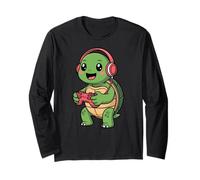 Turtle Playing Video Game Reptiles Testudines Gamers Maglia a Manica