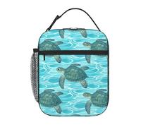Turtle Sea Turtle Pattern Turquoise Insulated Lunch Bag per adulti | Piccola borsa termica per il pranzo, borsa termica per ufficio, lavoro, viaggio