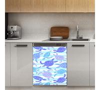Turtle Stripe Blue - Magnete magnetico per lavastoviglie, decorazione magnetica per frigorifero, cucina, porta, 58,4 x 66 cm
