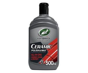 Turtle Wax Hybrid Solutions 500ml Lucidante per auto e cera ceramica, rimuove graffi leggeri, protegge la vernice a lungo, effetto idrorepellente estremo - Utilizzabile a mano o in lucidatrice