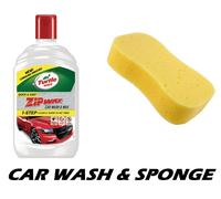 Turtle Wax Zip Wax Shampoo Lavaggio Auto E Cera Carnauba 500 ml & JUMBO SPONGE