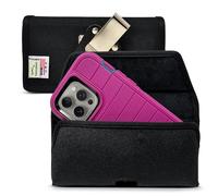 Turtleback Custodia con clip da cintura progettata per iPhone 14 Pro, 14, 13/13 Pro, 12/12 Pro, compatibile con OB Defender, custodia in nylon nero con clip da cintura rotante resistente, orizzontale Made in USA