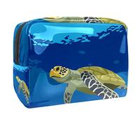 Turtles at The Sea - Trousse per cosmetici, da donna, per articoli da toeletta da viaggio, grande, in PVC, con cerniera, Multi, 18.5x7.5x13cm/7.3x3x5.1in, Beauty case