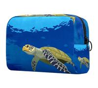 Turtles at The Sea - Trousse per cosmetici da donna, per articoli da toeletta da viaggio, grande, pratica borsa organizer con cerniera, Multi, 18.5x7.5x13cm/7.3x3x5.1in, Beauty case