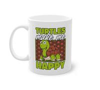 Turtles Make Me Happy - Tazza da caffè con tartaruga, tartaruga gigante, colore: Bianco (04536B)