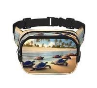 Turtles on the beach - Borsa a tracolla alla moda stampata, borsa a tracolla quadrata a doppio strato, da viaggio e fitness
