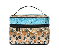 Turtles On The Beach Borsa cosmetica impermeabile portatile di grande capacità 23x17x16cm per viaggi sport all'aria aperta regalo compagno di nozze, Nero , Taglia unica