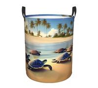 Turtles on the beach cestino circolare Toy Organizer Bin Dirty Clothes Sorter/Pieghevole Cesto portabiancheria/per camera da letto bagno
