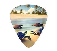 Turtles on the beach - Confezione da 12 plettri per chitarra, sottili, medi, pesanti, per chitarra acustica, basso, chitarra elettrica