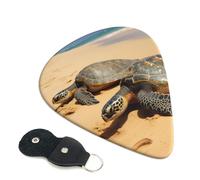 Turtles on the Beach - Confezione da 6 plettri per chitarra con porta plettri in pelle, portachiavi, custodia per plettro, arte astratta, per chitarra acustica elettrica, ukulele, 0,46 mm