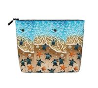 Turtles On The Beach Impermeabile Grande Capacità con Cerniera Viaggio di Lavoro Viaggio Casa Multifunzionale Makeup Bag Storage Bag Portamonete, Nero , Taglia unica