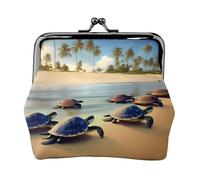 Turtles on The Beach - Piccolo portamonete da donna, rettangolare, con chiusura a bacio, tascabile, mini portamonete da donna