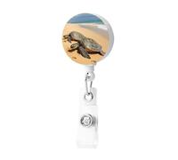 Turtles on The Beach - Porta badge retrattile con clip, porta badge, carino, porta carte d'identità, per donne e uomini