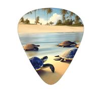 Turtles on the beach - Set di 12 plettri per chitarra, resistenti, antiscivolo, di diverse dimensioni, per chitarra elettrica, chitarra acustica, ukulele