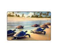 Turtles on The Beach - Tappeto in morbida flanella, 152,4 x 99,1 cm, in memory foam, antiscivolo, ideale per soggiorno/ufficio.